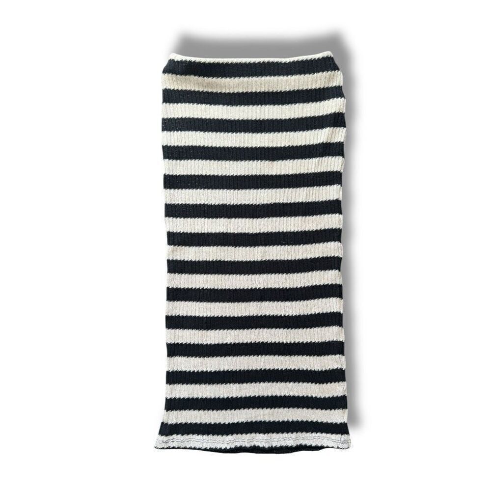 Zara Striped Knit Midi Skirt Black & White Women's Size Small